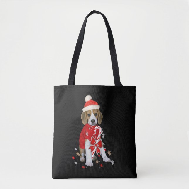Beagle Puppy Christmas Baby Bodysuit Tote Bag (Front)