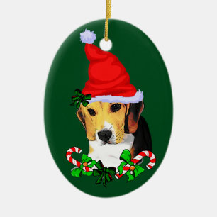 Beagle Puppy Christmas Ceramic Tree Decoration