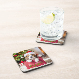 Beagle Puppy Christmas Design, Coaster