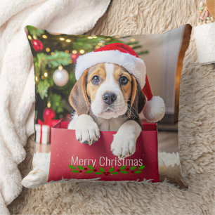 Beagle Puppy Christmas Design, Cushion