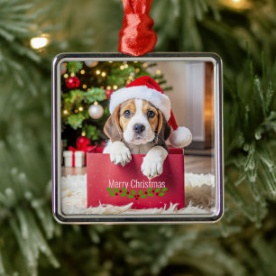 Beagle Puppy Christmas Design, Metal Tree Decoration