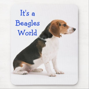 Beagle Puppy Dog Blue Love - Beagles World Mouse Mat