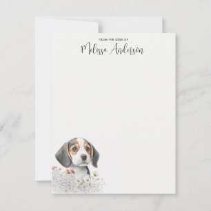 Beagle Puppy Dog Cute Watercolor Personalised  Card