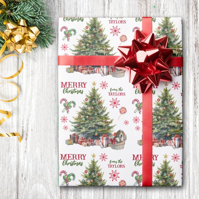 Beagle Puppy Dog Under the Christmas Tree Wrapping Paper (Creator Uploaded)