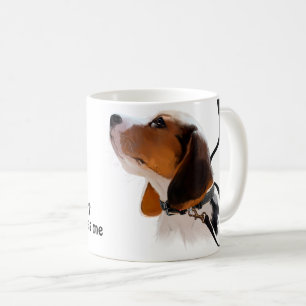 Beagle puppy on a leash coffee mug