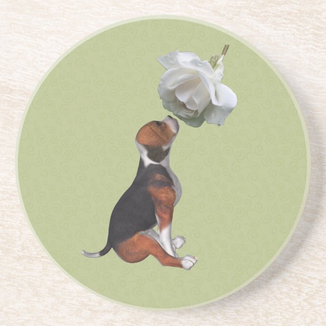 Beagle Puppy Rose Animal Coaster (Front)