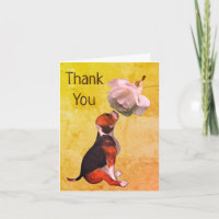 Beagle Puppy White Rose Thank You Card