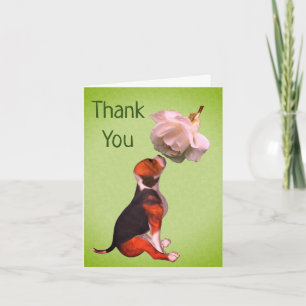 Beagle Puppy White Rose Thank You Card