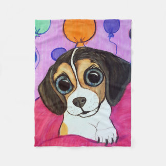Beagle Puppy with Balloons Fleece Blanket
