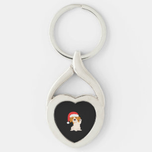 Beagle puppy with Santa's hat for dog lovers Overs Key Ring