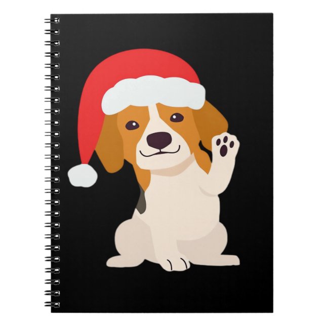 Beagle puppy with Santa's hat for dog lovers Overs Notebook (Front)