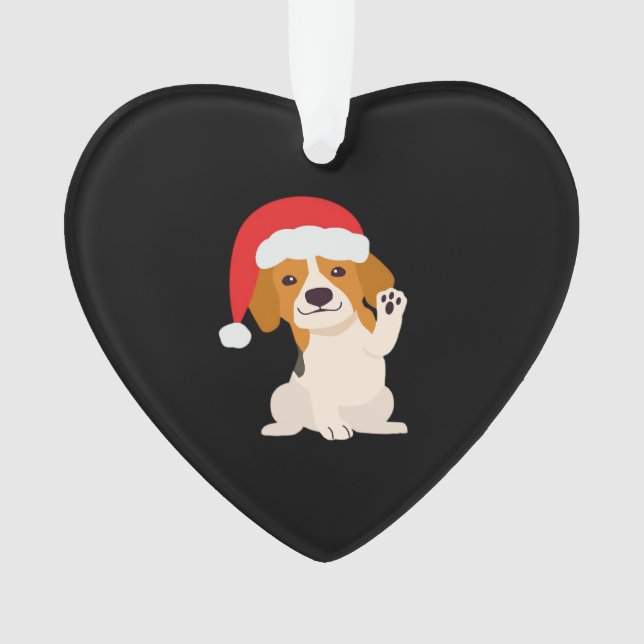Beagle puppy with Santa's hat for dog lovers Overs Ornament (Front)