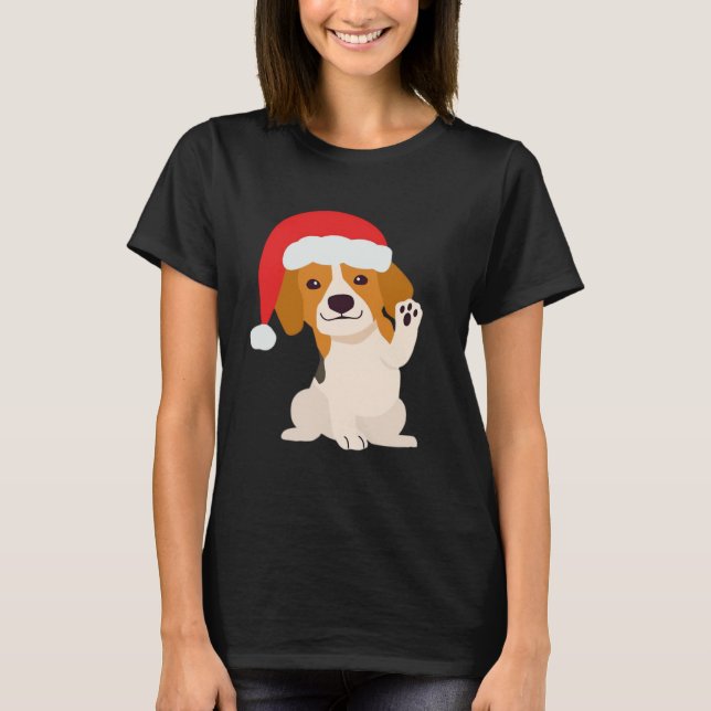 Beagle puppy with Santa's hat for dog lovers Overs T-Shirt (Front)