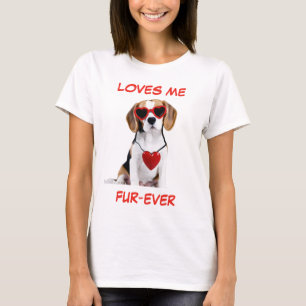 Beagle Red Black Heart Heart-Shaped Sunglasses T-Shirt