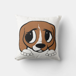 beagle red white peeking cushion