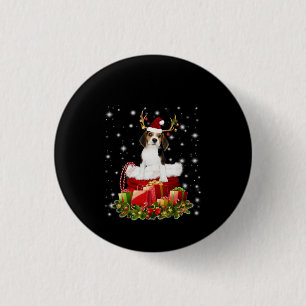 Beagle Reindeer Pressent Christmas Gift 3 Cm Round Badge
