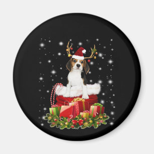 Beagle Reindeer Pressent Christmas Gift Magnet