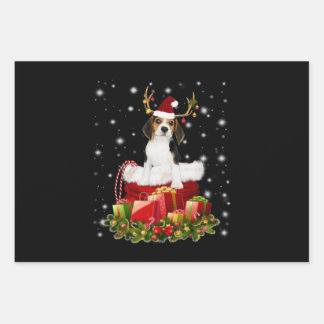 Beagle Reindeer Pressent Christmas Gift Wrapping Paper Sheet