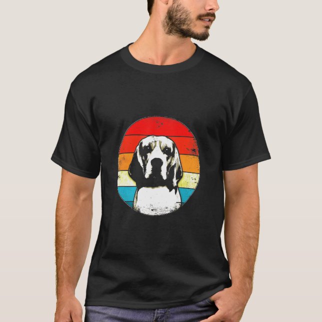 Beagle Retro Dog Dad Mum T-Shirt (Front)