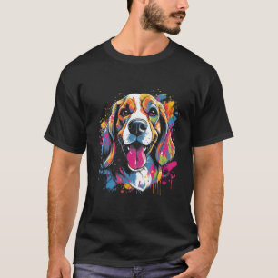 Beagle Retro Rainbow Color Splashes Design T-Shirt