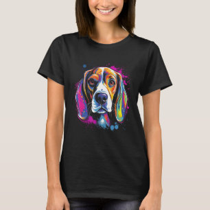Beagle Retro Rainbow Splashes Design T-Shirt