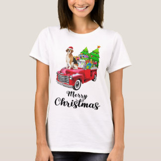 Beagle Ride Red Truck Christmas Pajama T-Shirt