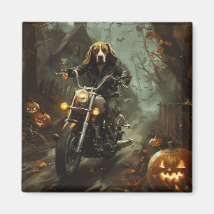 Beagle Riding Motorcycle Halloween Scary  Magnet