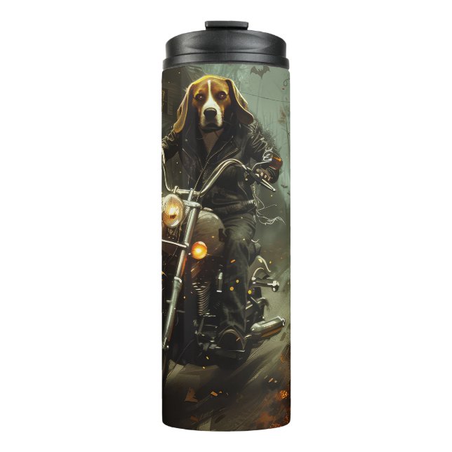 Beagle Riding Motorcycle Halloween Scary  Thermal Tumbler (Front)