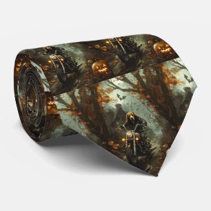 Beagle Riding Motorcycle Halloween Scary  Tie