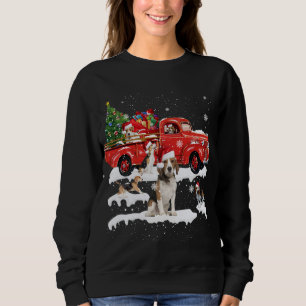 Beagle Riding Red Truck Merry Christmas X-mas Ugly Sweatshirt