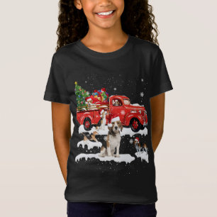 Beagle Riding Red Truck Merry Christmas X-mas Ugly T-Shirt