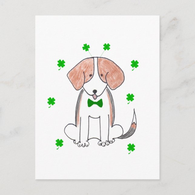 Beagle Saint Patricks Day Postcard (Front)