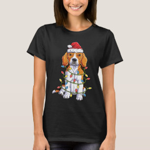 Beagle Santa Christmas Tree Lights Xmas Boys Kids T-Shirt