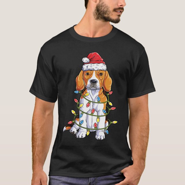 Beagle Santa Christmas Tree Lights Xmas  Boys Kids T-Shirt (Front)