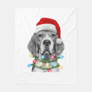 Beagle Santa Christmas Tree Lights Xmas Boys Men D Fleece Blanket