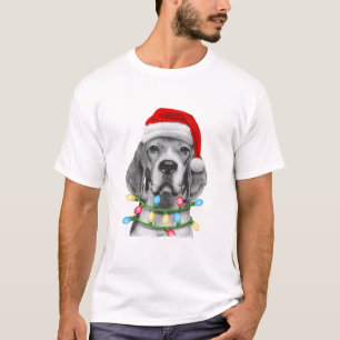 Beagle Santa Christmas Tree Lights Xmas Boys Men D T-Shirt