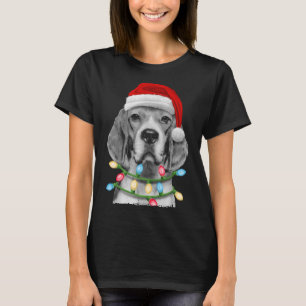 Beagle Santa Christmas Tree Lights Xmas Dogmas T-Shirt