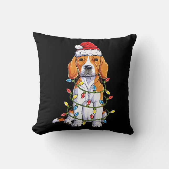 Beagle Santa Christmas Tree Lights Xmas Gifts Boys Cushion (Front)