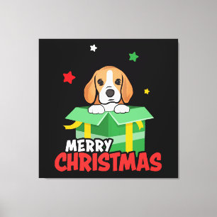 Beagle Santa Dog Lovers Merry Christmas Xmas Canvas Print