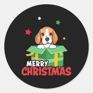 Beagle Santa Dog Lovers Merry Christmas Xmas  Classic Round Sticker