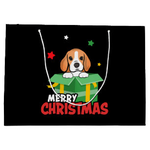 Beagle Santa Dog Lovers Merry Christmas Xmas  Large Gift Bag
