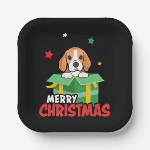 Beagle Santa Dog Lovers Merry Christmas Xmas Paper Plate