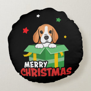 Beagle Santa Dog Lovers Merry Christmas Xmas  Round Cushion