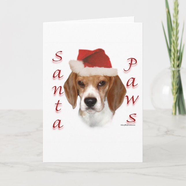 Beagle Santa Paws Holiday Card (Front)