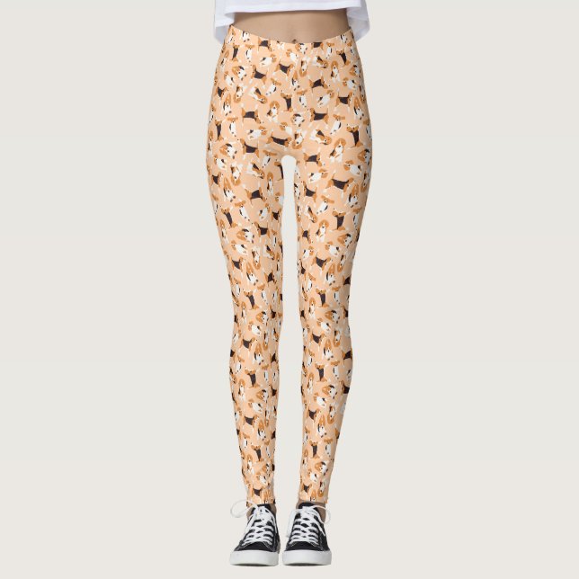 beagle scatter peach leggings (Front)