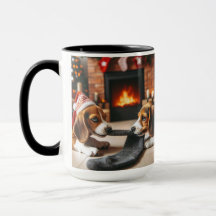 Beagle Sharing Christmas Coffee Mug Cup
