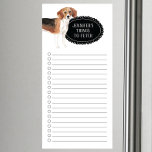 Beagle Shopping List  Magnetic Notepad<br><div class="desc">Adorable things to fetch Beagle dog with a black chalkboard frame personalised with your name.</div>