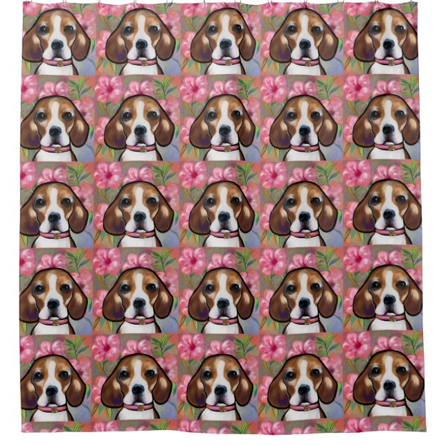 Beagle            shower curtain (Front)