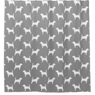 Beagle Silhouettes Pattern Grey Shower Curtain