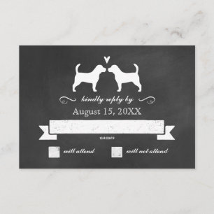 Beagle Silhouettes Wedding Reply RSVP Card